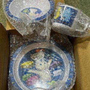 NEW! 2000 Pillsbury Doughboy Childs 3 Piece Melamine Dinner Set Plate,Bowl & Cup